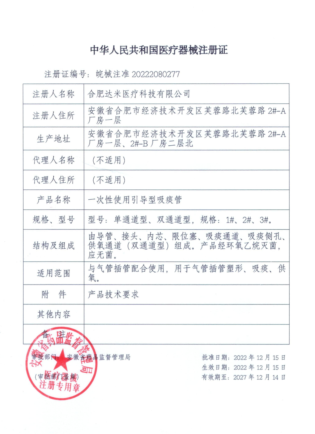 熱烈祝賀|達米醫(yī)療取得引導(dǎo)型吸痰管二類醫(yī)療器械注冊證！